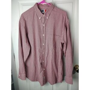 $ Arizona Jean Collared Long Sleeve Red White Gingham Shirt. Size L